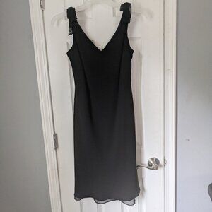 Vintage Evan-Picone Dress, Black with Sequin Detail, Size 8,